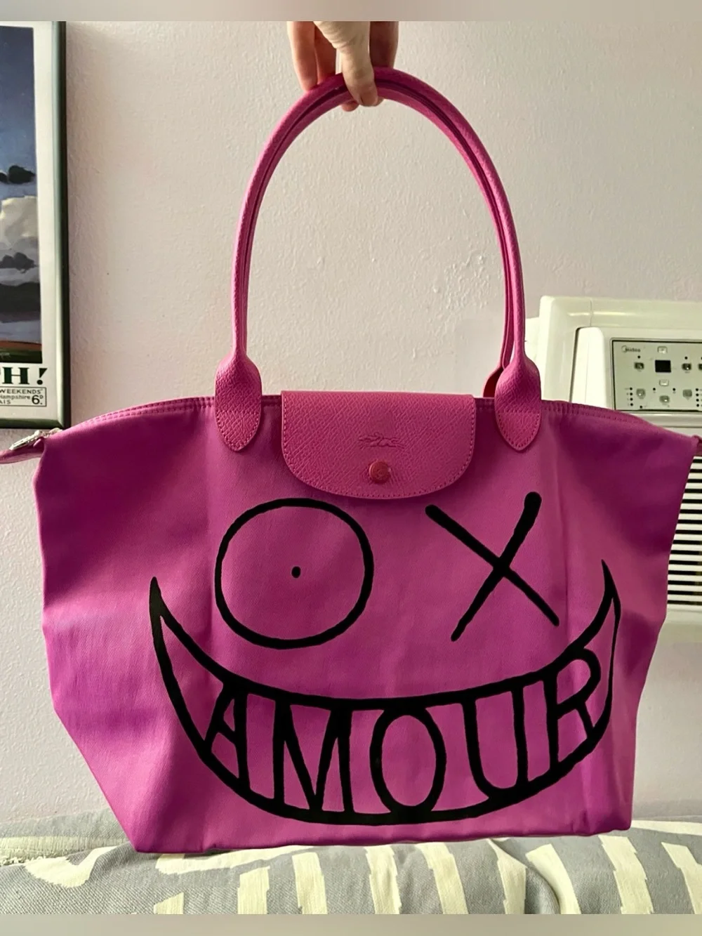 Longchamp Pink 'Amour' Printed Tote Bag - Picture 2 of 15